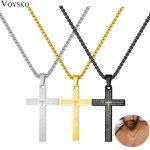 Christian Bible Cross Stainless Steel Statement Necklace – Unisex Catholic Religious Jewelry