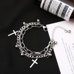 Gothic Hip Hop Metal Cross Pendant Charm Bracelet