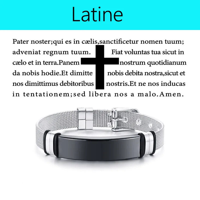 Multilingual Bible Prayer Stainless Steel Bracelet – Christian Jewelry for Men - Image 9