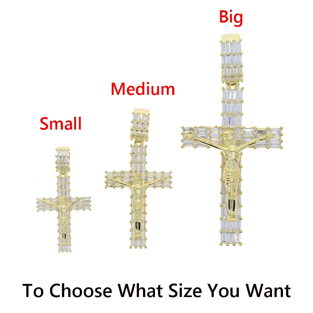 Iced Out Jesus Cross Pendant Necklace – Gold Color Bling with 5A Geometric Zircon for Men & Women - Image 8