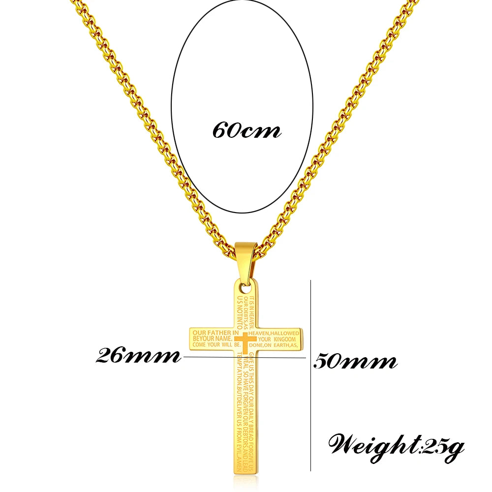 Christian Bible Cross Stainless Steel Statement Necklace – Unisex Catholic Religious Jewelry - Image 3