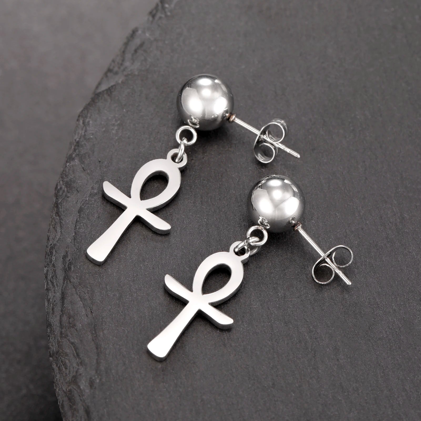 Lucktune Egyptian Ankh Cross Stud Earrings - Image 6
