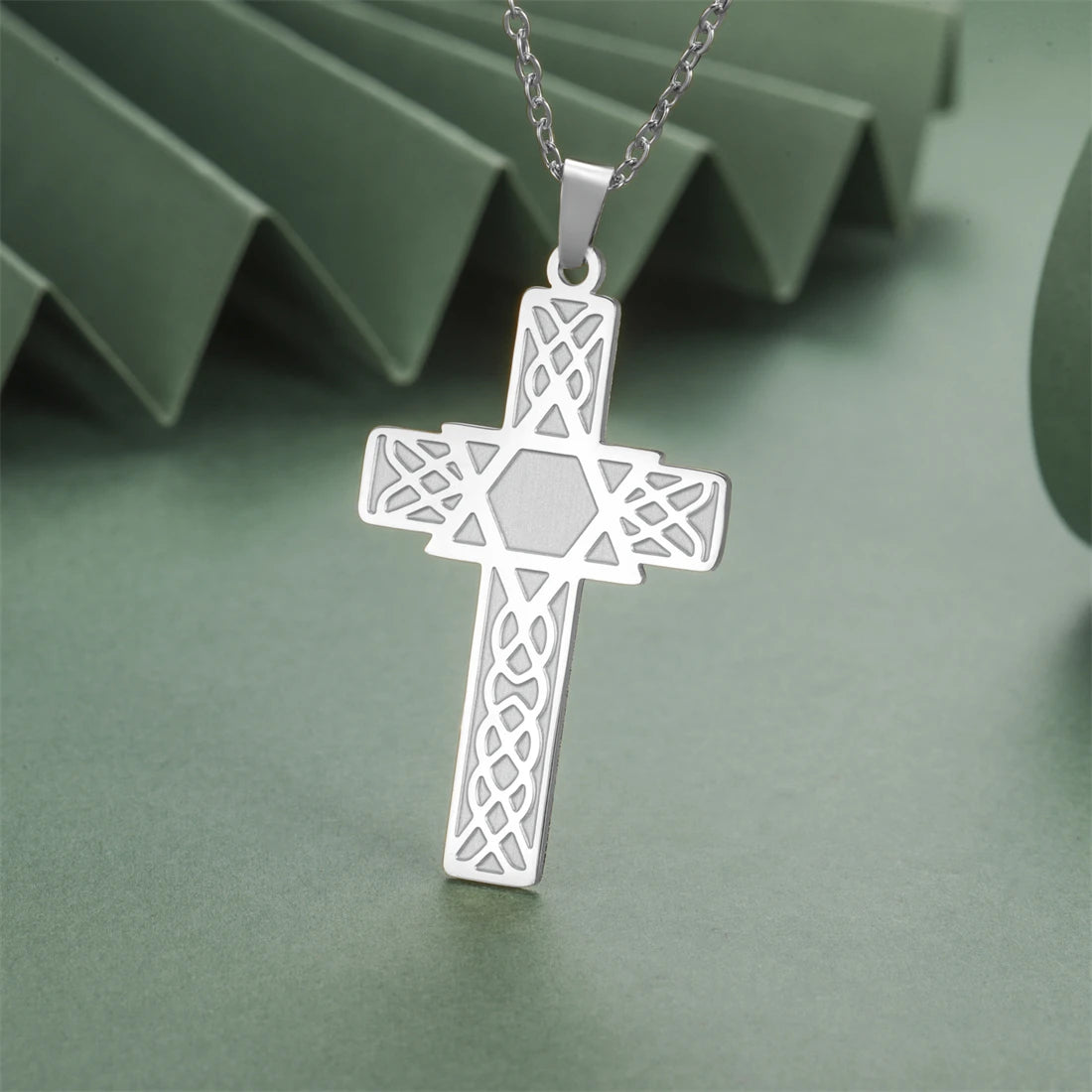 EUEAVAN Cross & Star of David Pendant Necklace – Stainless Steel Christian & Jewish Amulet Jewelry - Image 4