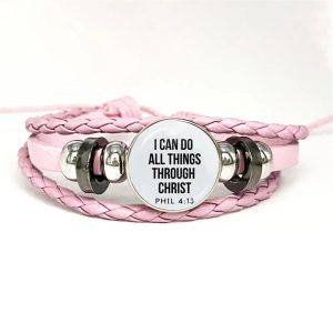 Bible Verse Faith Leather Bracelet – Handmade Multilayer Braided Christian Jewelry Gift