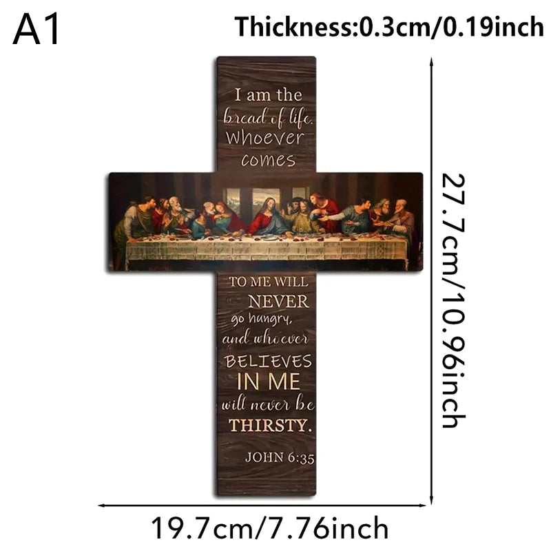 Bread of Life Last Supper – Wooden Cross Wall Art & Bible Verse Plaque - Image 8