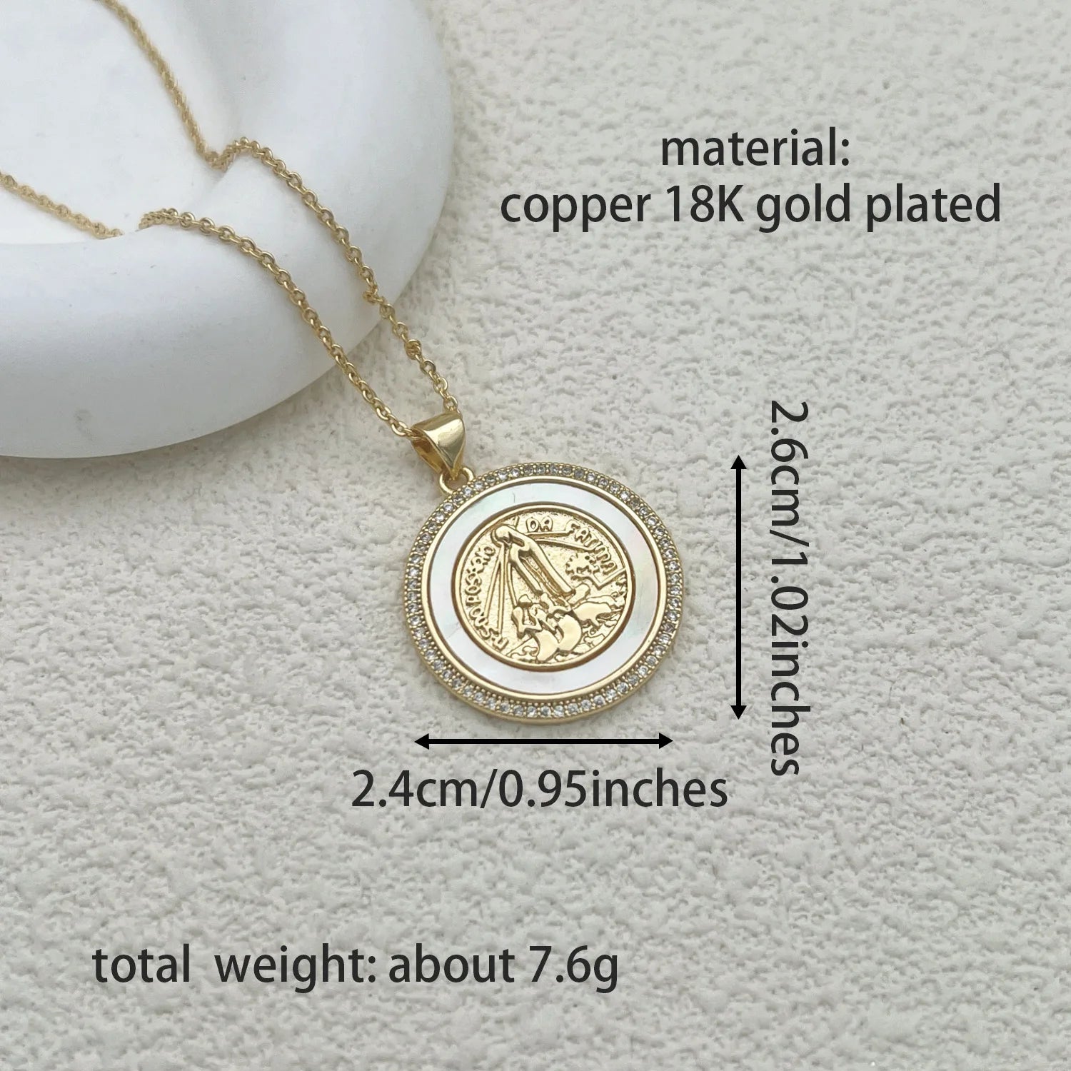 Catholic Jesus Cross Necklace – Gold Plated Copper with Saint Benedict, Virgin Mary & Zircon Details - Image 10