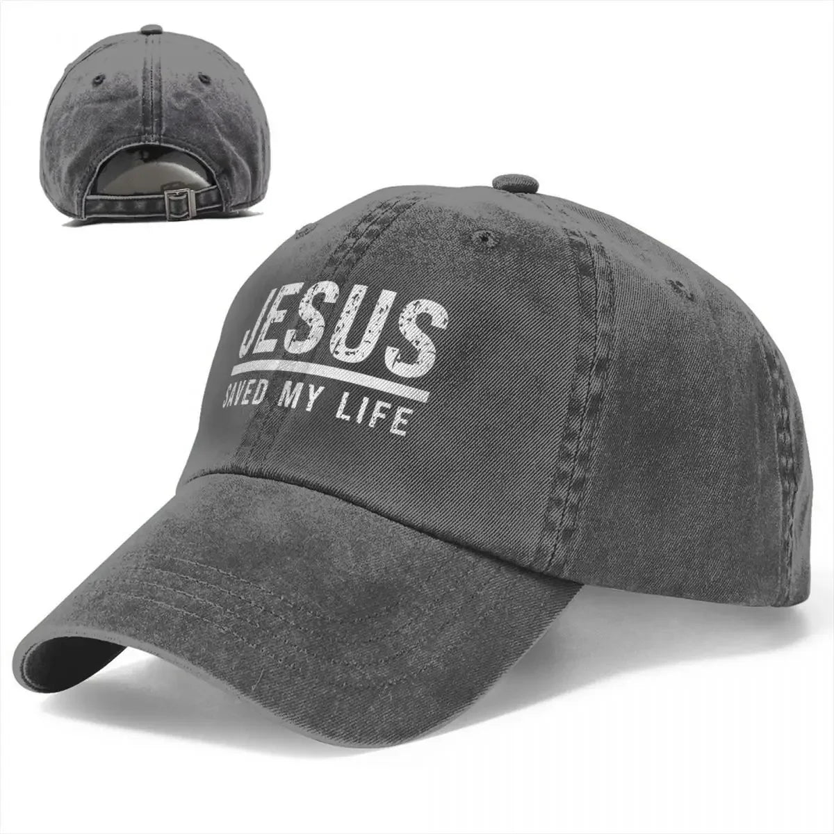 2023 Washed Cotton "Jesus Saved My Life" Cap – Christian Ponytail Baseball Hat - Image 2