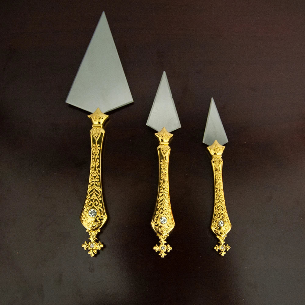 3 Pcs Orthodox Religious Knife Set – Zinc Alloy Handles with Diamond-Inlaid Cross & Stainless Steel Blades - Image 5