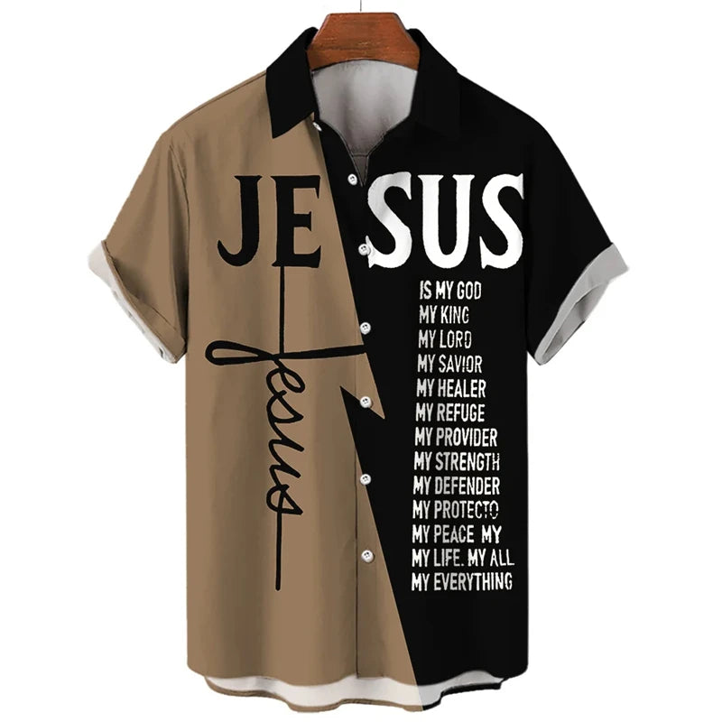 God Jesus 3D Printed Shirt – Knights Templar Graphic Casual Lapel Blouse for Men - Image 9