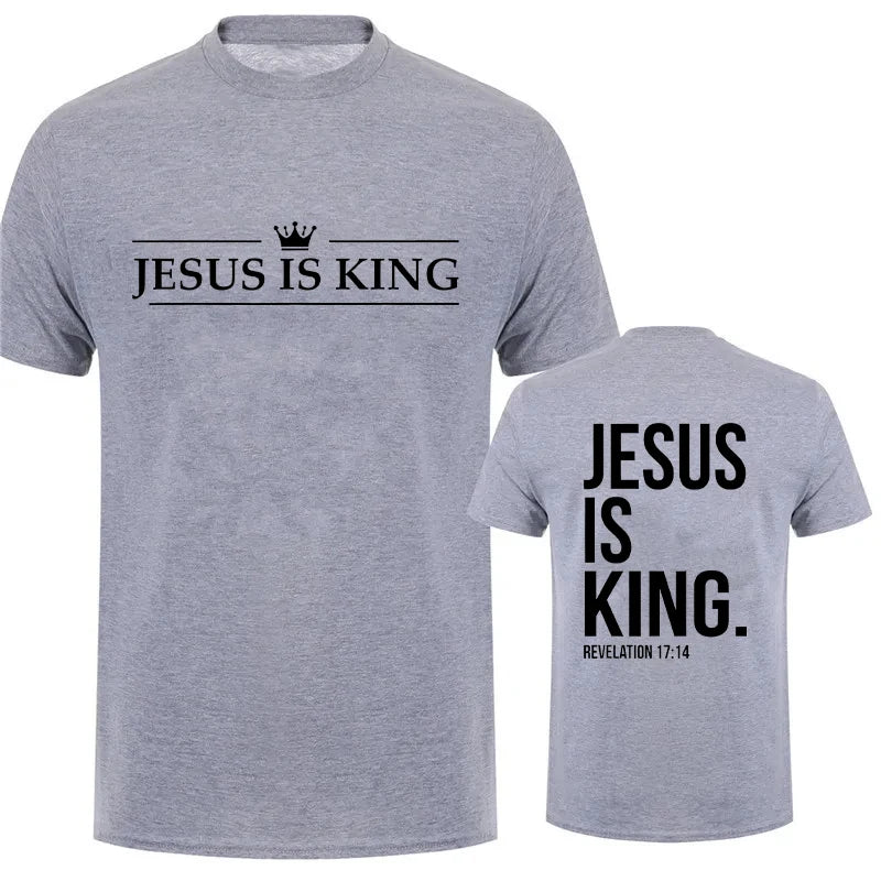 "Jesus Is King" Print T-Shirt – Casual Christian Faith Tee for Men - Image 4