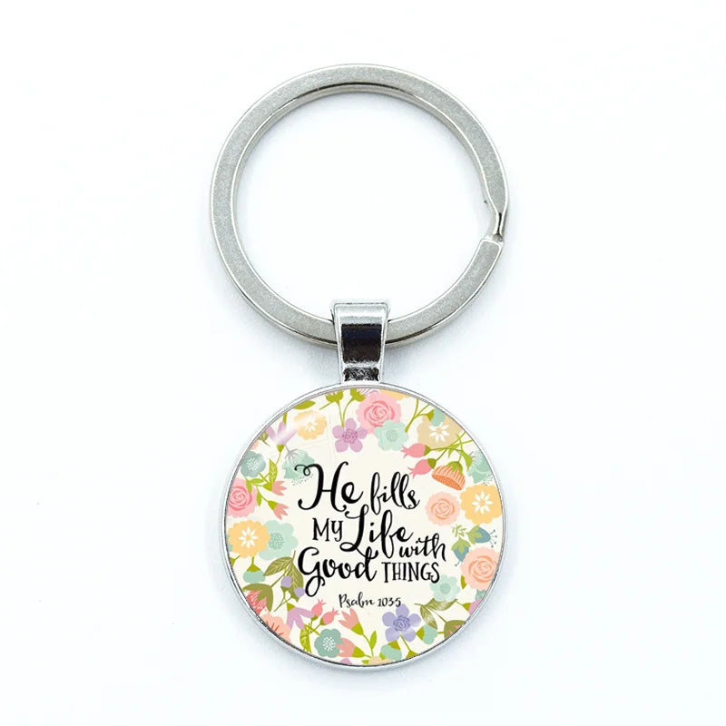 Give Thanks With A Grateful Heart Keychain – Bible Verse Glass Cabochon Charm Gift - Image 24