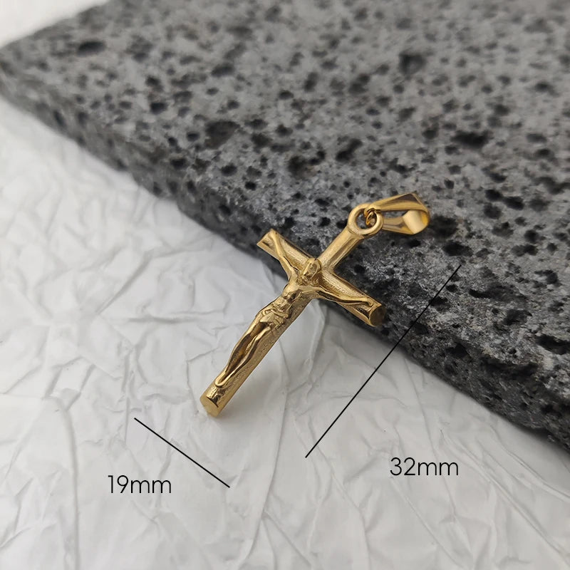 New Design 18K Gold-Plated Jesus Cross Pendant – Waterproof Stainless Steel Religious Charm for Men - Image 15