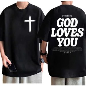 "God Loves You" Bible Verse T-Shirt – Unisex Christian Oversized Streetwear