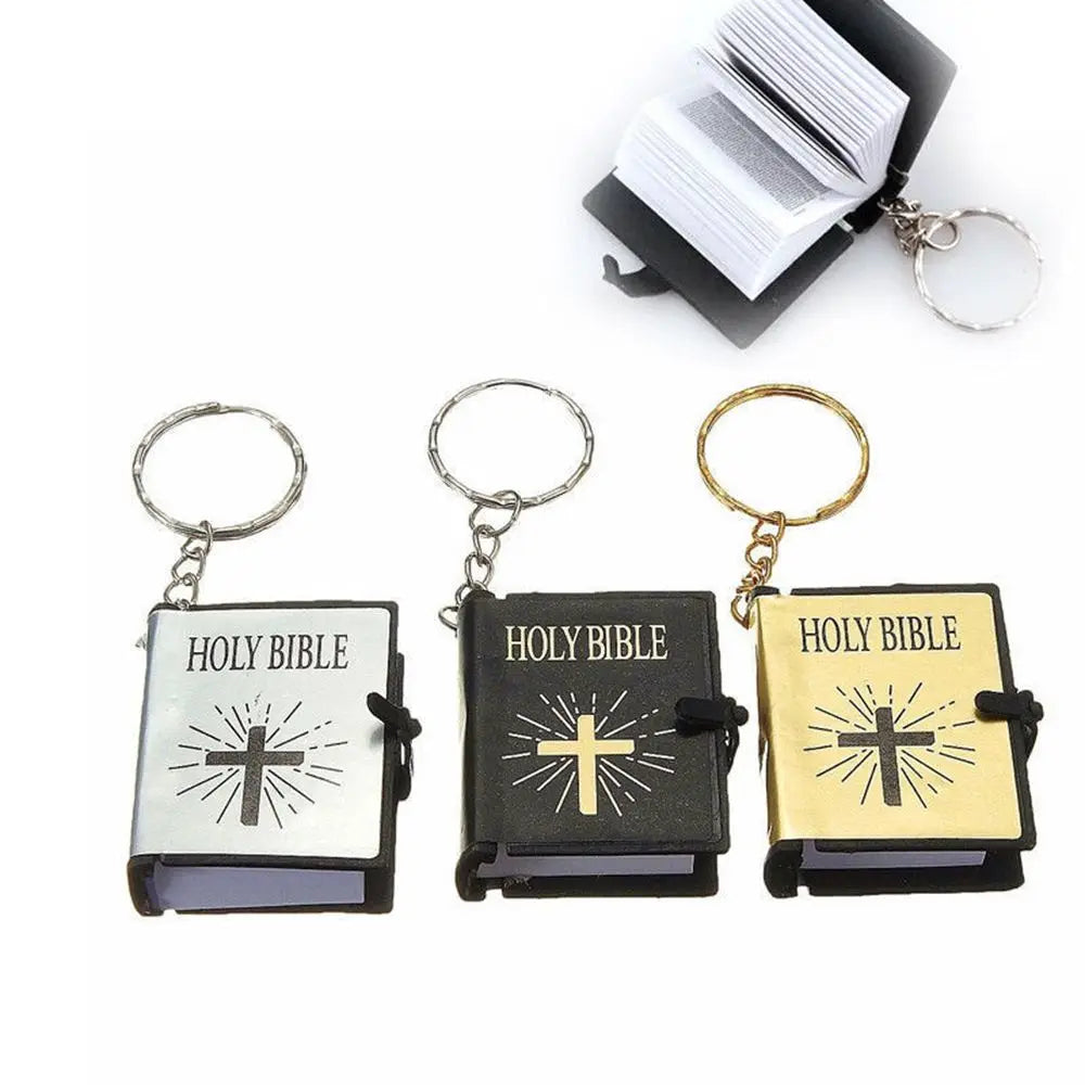 Mini English Holy Bible Keychain – Christian Cross Prayer Keyring Bag Charm - Image 2
