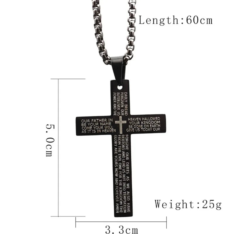 HNSP Cross Chain Necklace – Stainless Steel Catholic Pendant for Men - Image 3