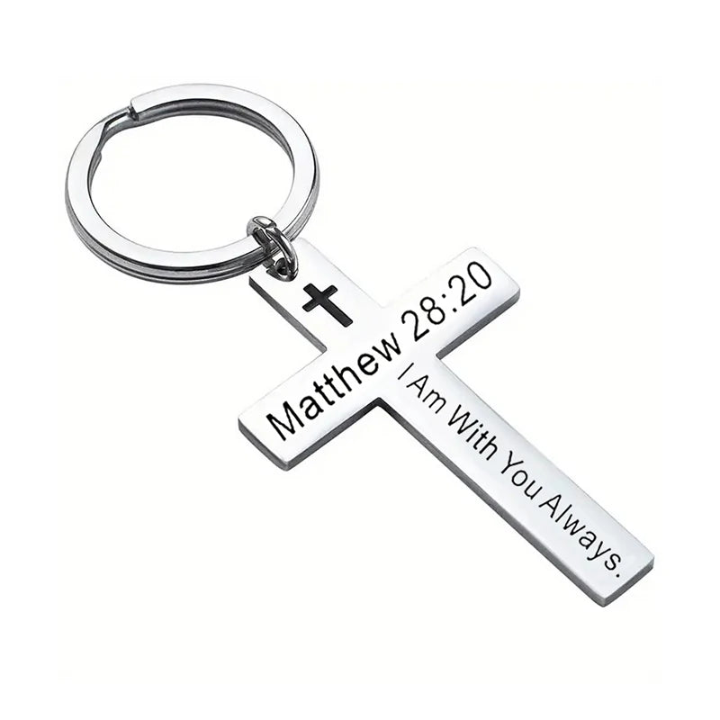 Christian Bible Verse Cross Pendant Keychain - Image 5