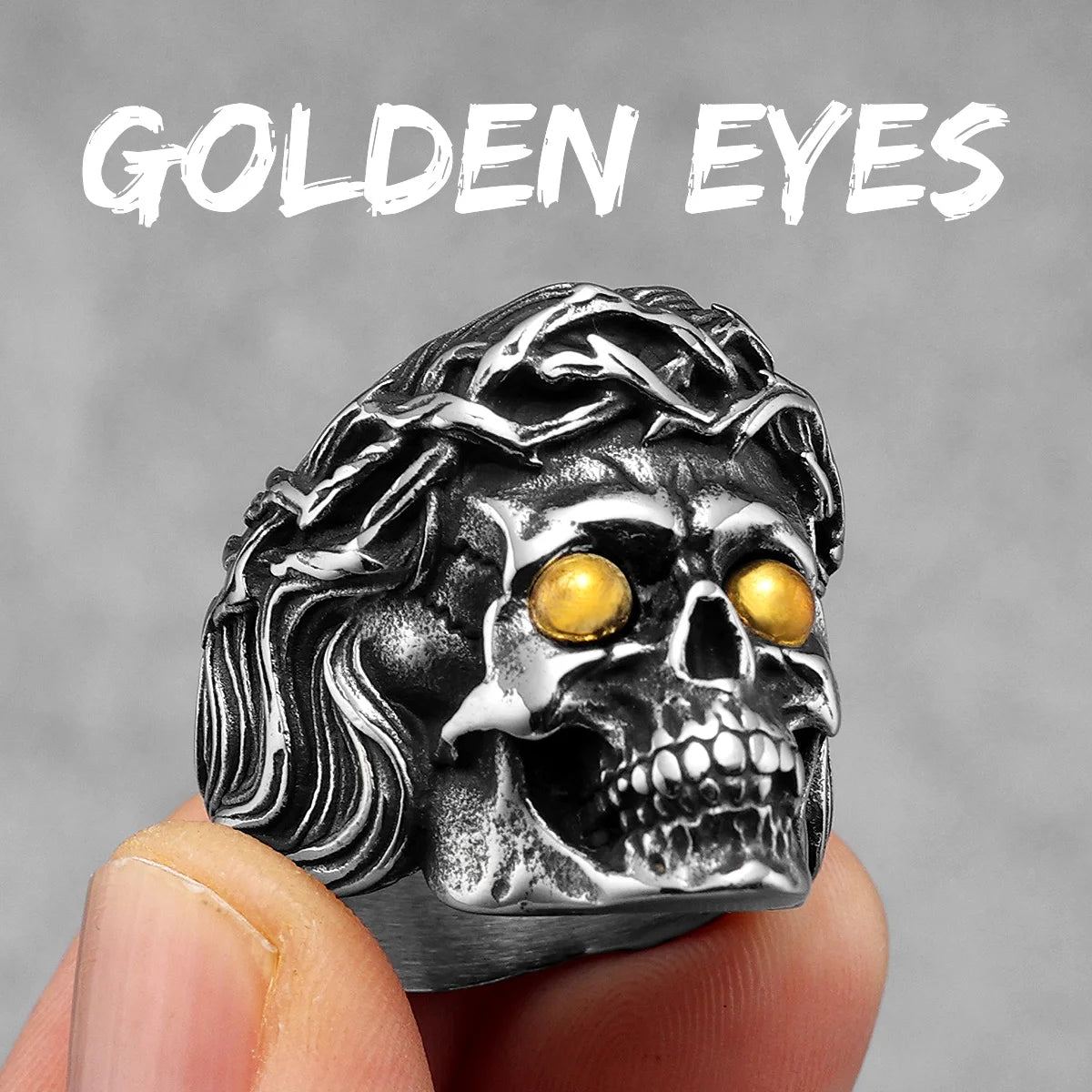 316L Stainless Steel Jesus Face Ring – Christian Men's Punk Rock Jewelry - Image 11