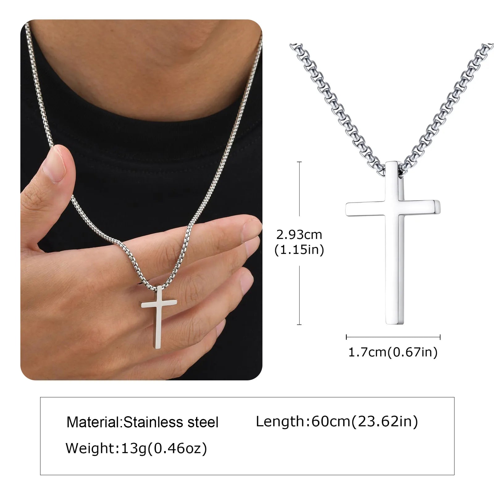 Classic Men's Cross Pendant Necklace – Waterproof Stainless Steel Christian Jewelry - Image 12