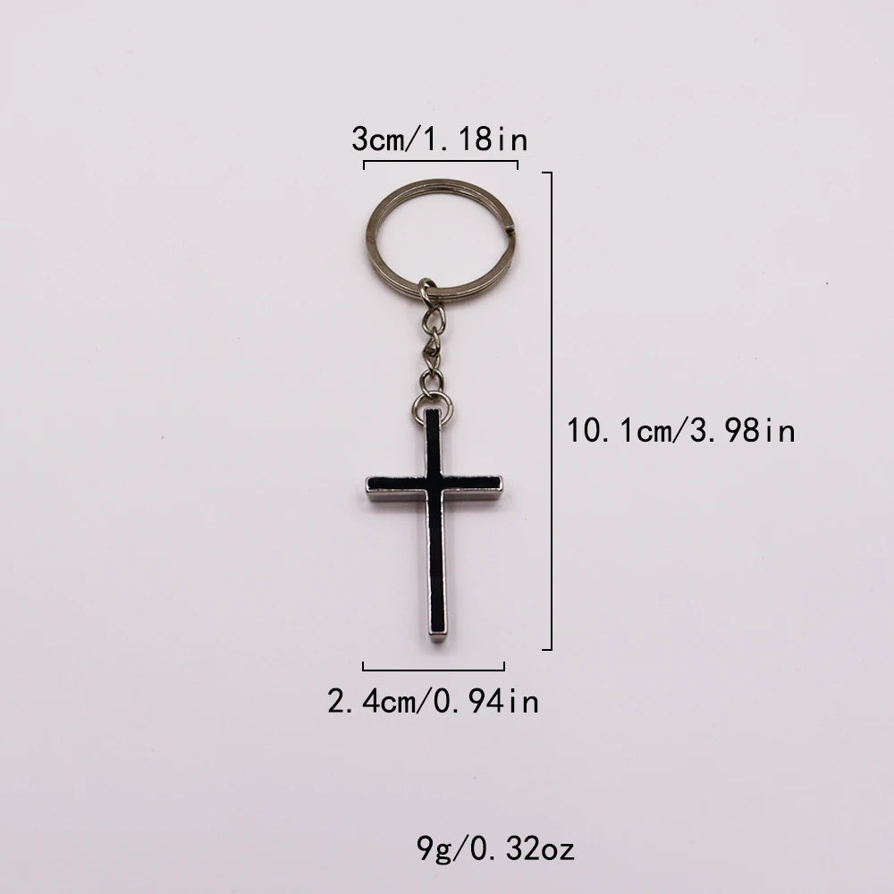 Couple Cross Keychain – Simple Metal Pendant for Bags, Cars & Gifts - Image 2