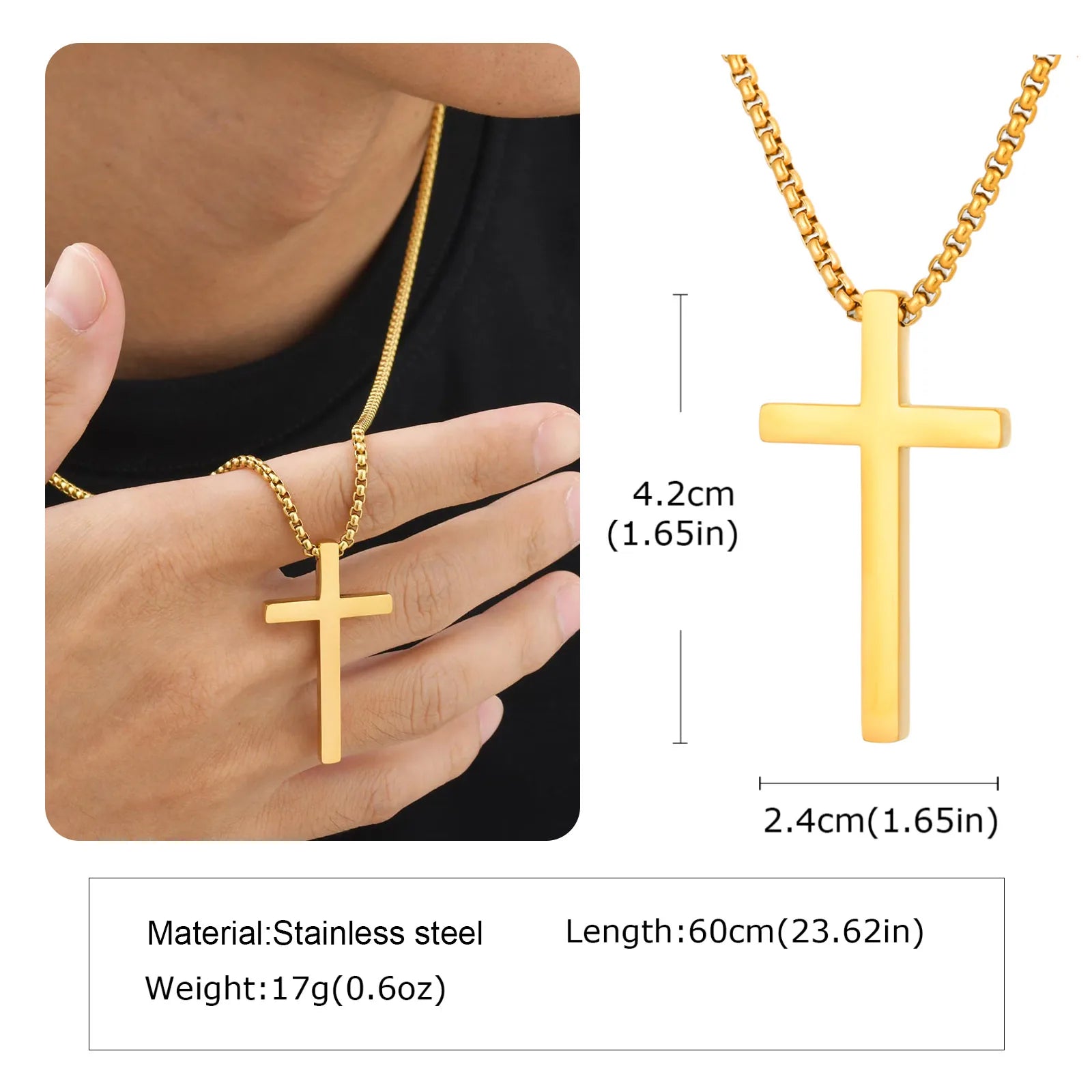 Classic Men's Cross Pendant Necklace – Waterproof Stainless Steel Christian Jewelry - Image 7