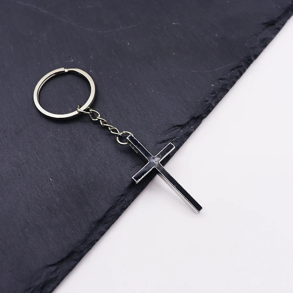 Couple Cross Keychain – Simple Metal Pendant for Bags, Cars & Gifts - Image 6