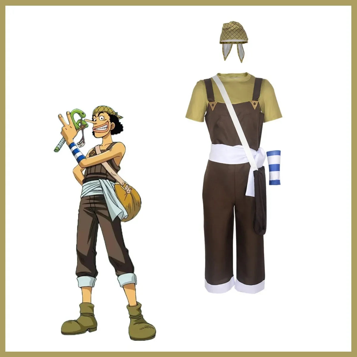 Anime GOD Usopp Cosplay Costume – Full Set Romper, Wig & Accessories for Men - Image 2