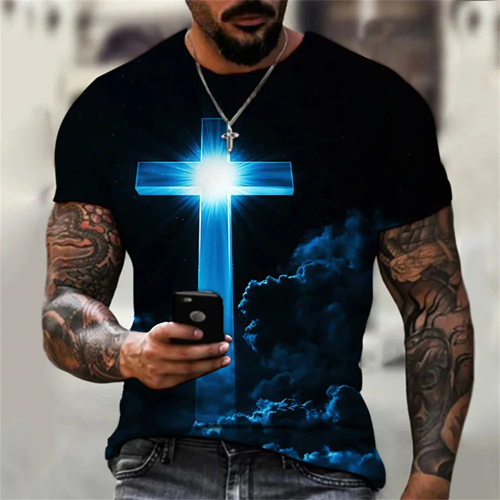 Gothic Jesus T-Shirt – Christian Cross Graphic Streetwear for Men & Women - Image 7