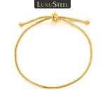 LUXUSTEEL Simple Hollow Circular Buckle Bracelet – Stainless Steel Chain Jewelry for Women & Girls