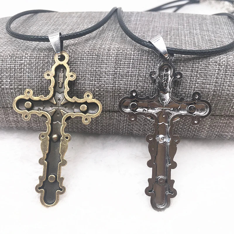 Gothic Jesus Cross Pendant Necklace – Gunblack/Bronze Plated Titanium Steel for Men - Image 6