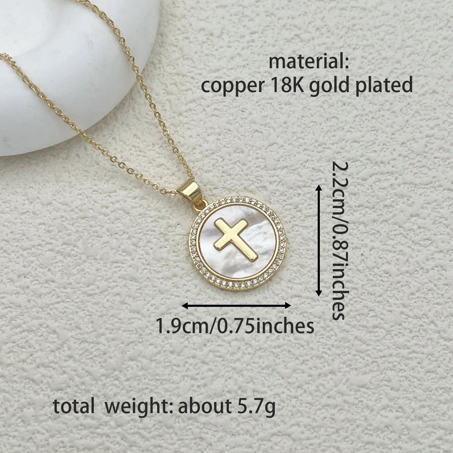 Catholic Jesus Cross Necklace – Gold Plated Copper with Saint Benedict, Virgin Mary & Zircon Details - Image 11