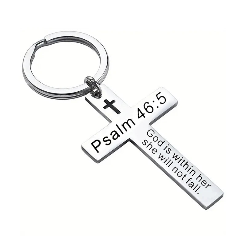 Christian Bible Verse Cross Pendant Keychain - Image 4