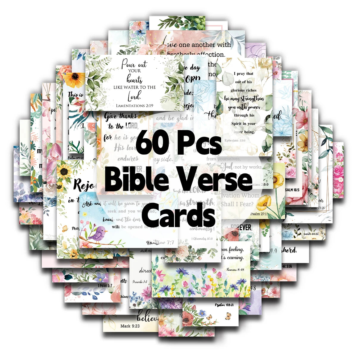 60Pcs Bible Scripture & Inspirational Quote Cards – Christian Encouragement Gift