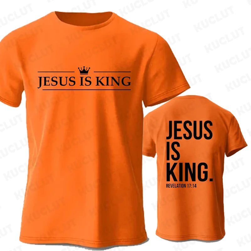 "Jesus Is King" Print T-Shirt – Casual Christian Faith Tee for Men - Image 7
