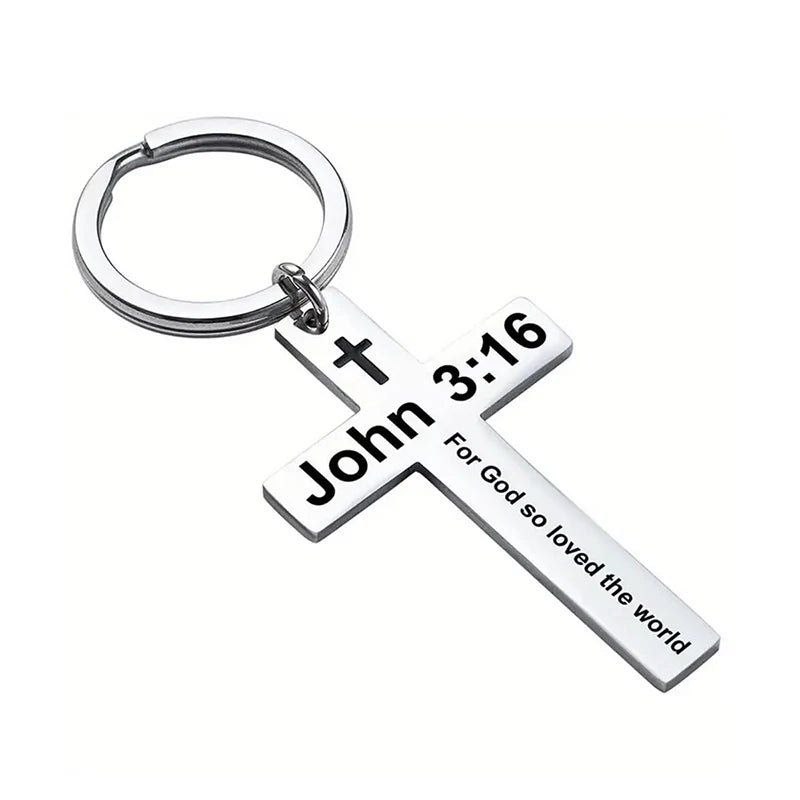 Christian Bible Verse Cross Pendant Keychain - Image 10