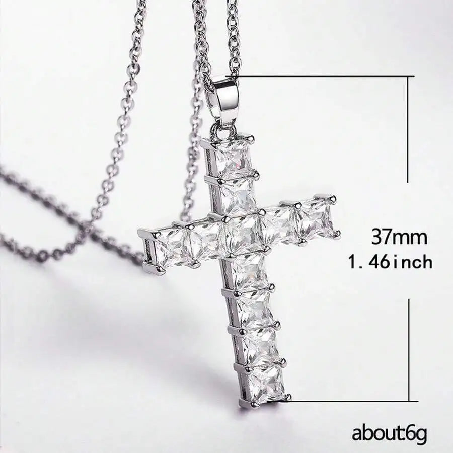 New Fashion Multi-Color Crystal Jesus Cross Pendant Necklace - Image 7
