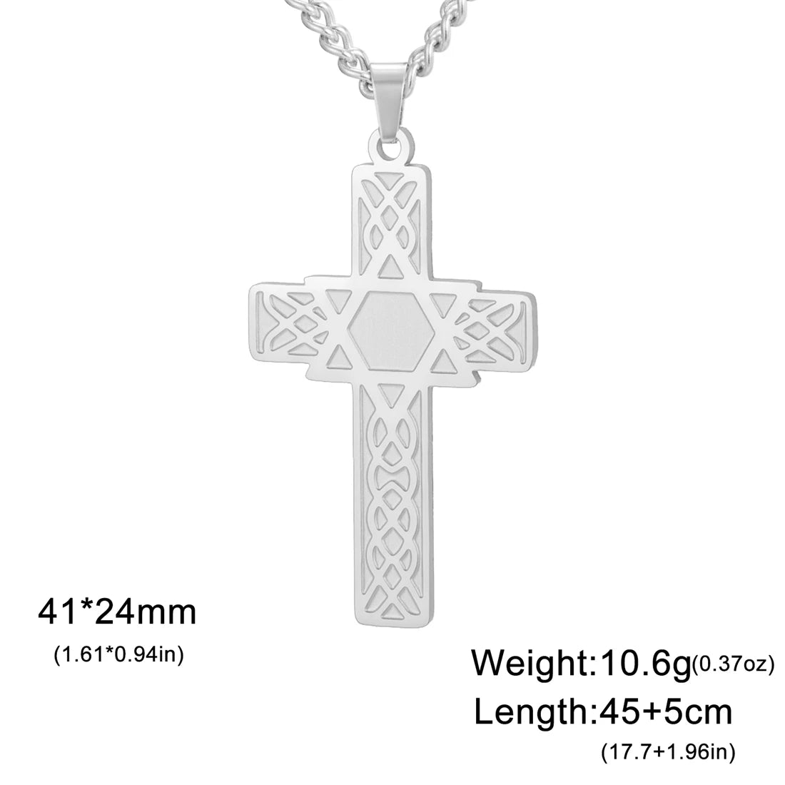 EUEAVAN Cross & Star of David Pendant Necklace – Stainless Steel Christian & Jewish Amulet Jewelry - Image 8
