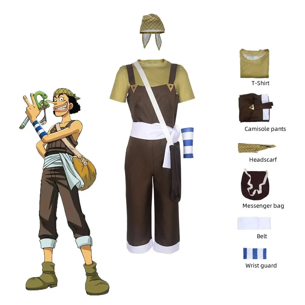 Anime GOD Usopp Cosplay Costume – Full Set Romper, Wig & Accessories for Men - Image 8