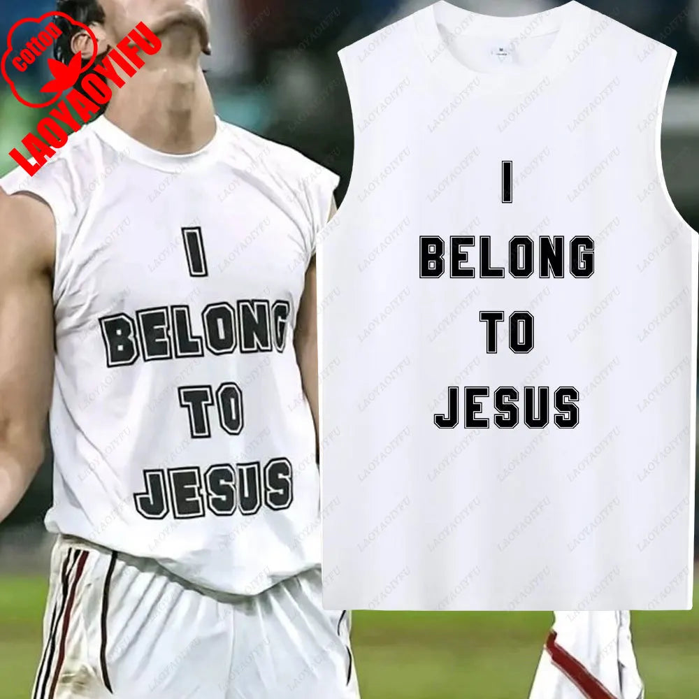"I Belong to Jesus" Men's Sleeveless Vest – Summer Cotton Christian Tank Top - Image 8